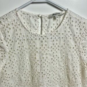Madewell White Eyelet Lace Top XS Boho Summer Blouse